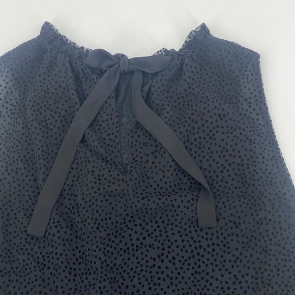 LOFT Black Chiffon Textured Polka Dot Blouse bow Tie Closure , Size M - Picture 11 of 11